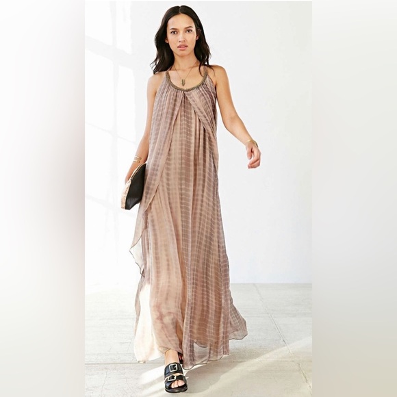 RAGA Women's S Aphrodite Maxi Multi-Color Boho Halter Dress w/Beaded Collar NWT - Picture 15 of 16